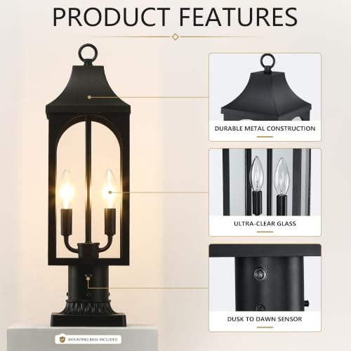21.37 Inch Dusk to Dawn Outdoor Post Light