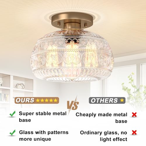 9" Clear Glass Flush Mount Ceiling Light Fixture