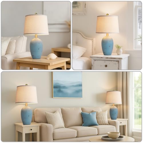 21'' Set of 2 Coastal Small Ceramic Lamps for Bedroom (2 Count)