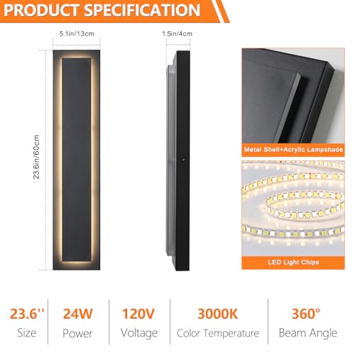 23.6'' Modern Exterior Light Fixture (2 Count)