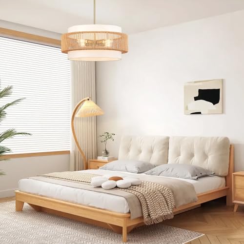 4 Light Rattan Chandelier for Dining Room
