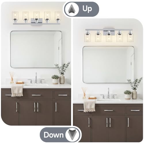 DIKADIA 5 Light Chrome Bathroom Vanity Light Over Mirror 30" Bathroom Light