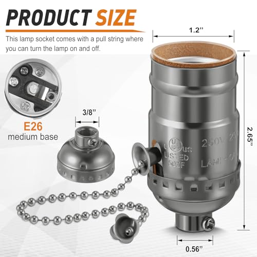 4 Pcs Pull Chain Lamp Socket Replacement (4 Count)