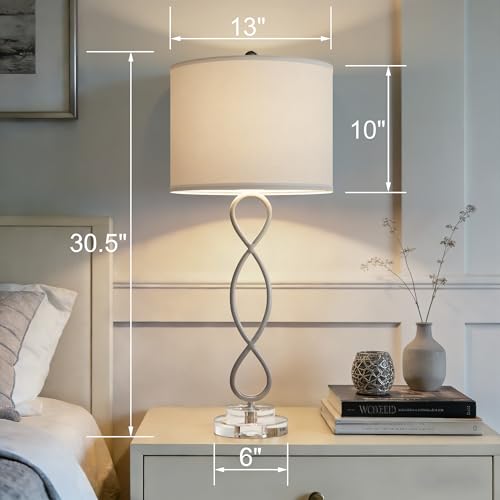 30" Brushed Nickel Buffet Table Lamps for Bedroom Set of 2