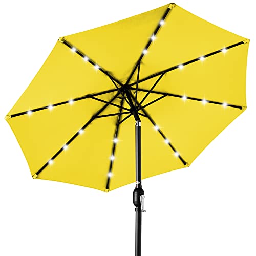 10ft Solar Polyester LED Lighted Patio Umbrella w (10 Feet)