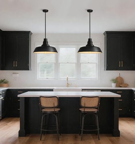 15" Black Farmhouse Pendant Barn Light
