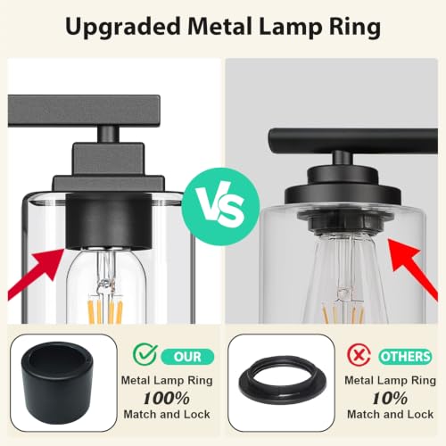 Matte Black Bathroom Light Fixtures (Black-Clear Shade / 8-Light)