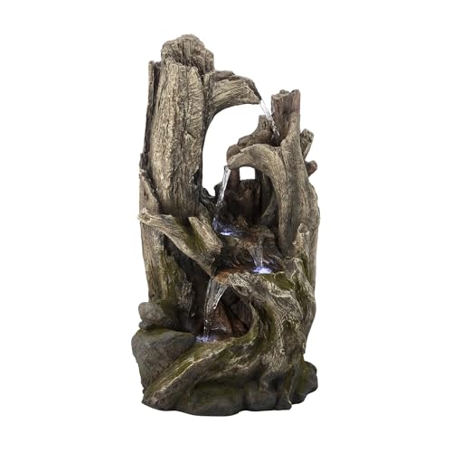 40" Tall 4 Tier Rainforest Tree Trunk Waterfall Fountain with LED Lights