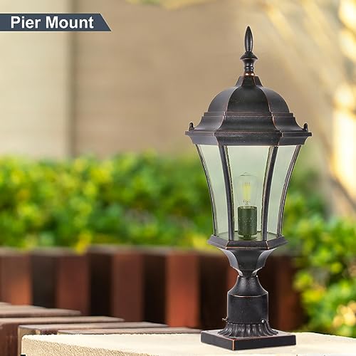 Cast Aluminum 24" Large Outdoor Post Light with 3" Pier Mount (2 Count)