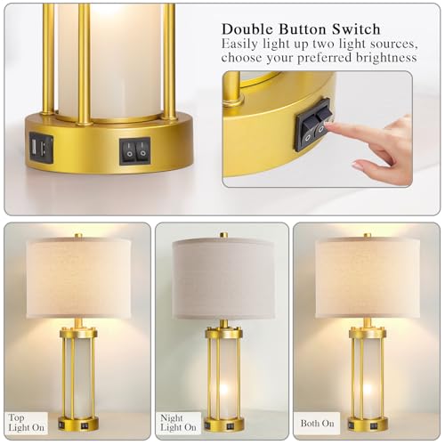Modern Table Lamps for Living Room Set of 2 with 2 USB Ports (2 Count)
