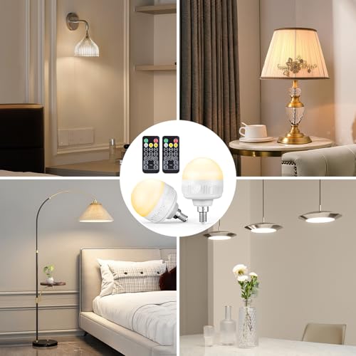 2Packs E12 Rechargeable Light Bulbs with Remote Control