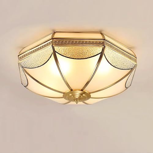 18 Inch Vintage Brass Flush Mount Ceiling Light
