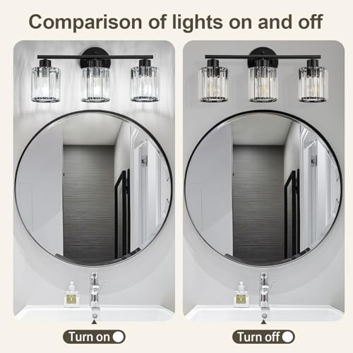 Modern Black Crystal Bathroom Light Fixtures