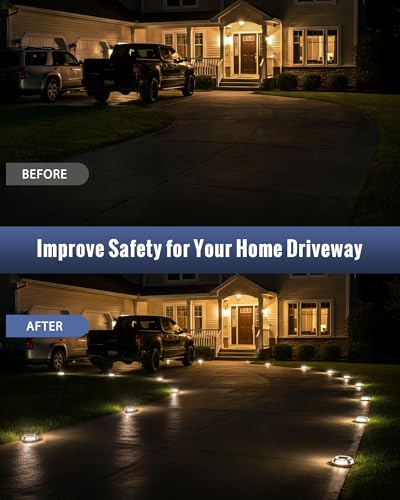 Solar Driveway Dock Lights Outdoor Waterproof 12 Pack (12 Count)