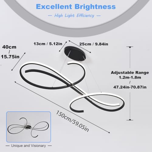 Large Led Chandeliers for Dining Room Light Fixture Modern Led Pendant Lighting for Kitchen Island Lighting with Remote