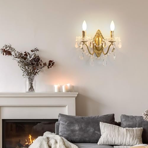 14inch Vintage Crystal Wall Sconces Set of Two (2 Count)