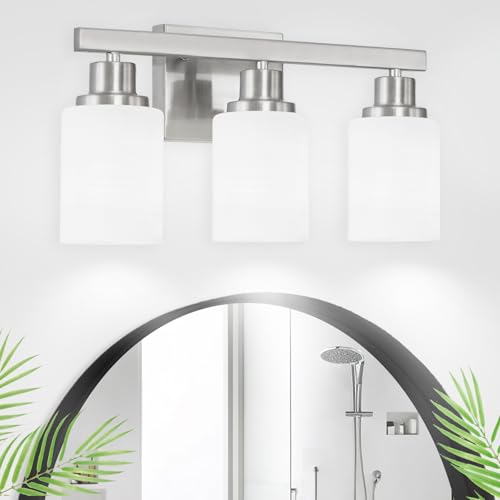 3 Light Bathroom Light Fixtures Brushed Nickel Vanity Light 17in (3 Count)