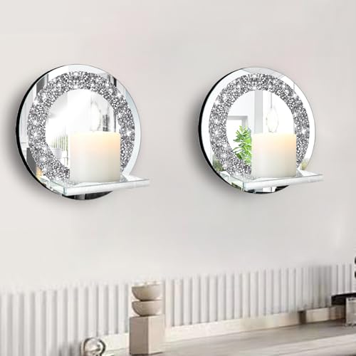 Set of 2 Crystal Crush Diamond Candle Sconces (2 Count)