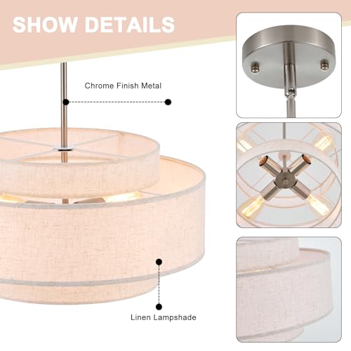 19.7" Modern Linen Drum Chandelier