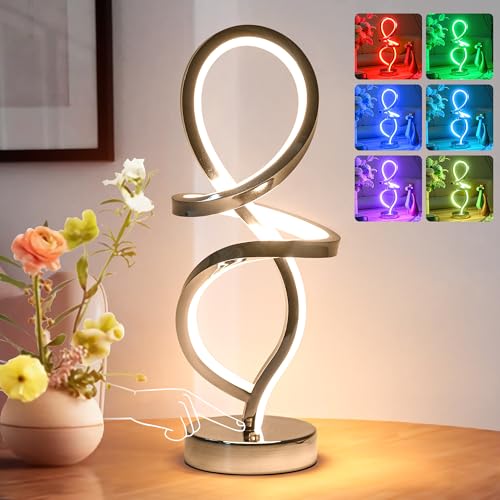 RGB Modern Small Table Lamp with LED Spiral Design