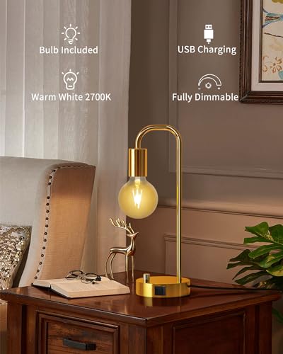 Industrial Table Lamp with 2 USB Port