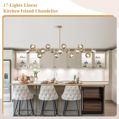 75'' Gold Linear Chandeliers for Dining Room Modern Extra Large Chandelier