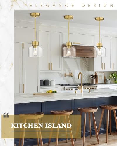 2 Pack 7" Brushed Gold Pendant Lights Kitchen Island (2 Count)