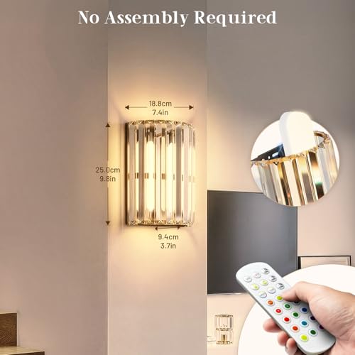 Black and Gold Battery Operated Wall Sconces Set of 2