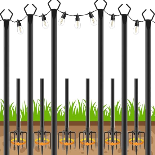 6 Pack String Light Poles (10 Foot)