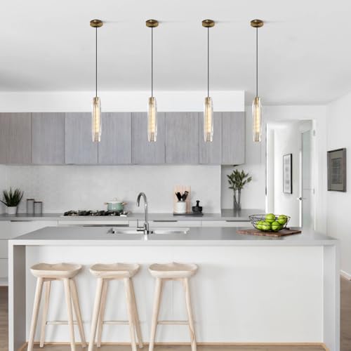 Lighting Modern Crystal Pendant Lights Kitchen Island Gold Pendant Light Bubble Glass Hanging Light Fixture Brushed Brass Ceiling Hanging Lighting Fixture for Dining Room Living Room