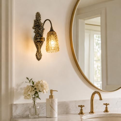 Rustic Antique Gothic Glass Wall Sconce for Bedroom