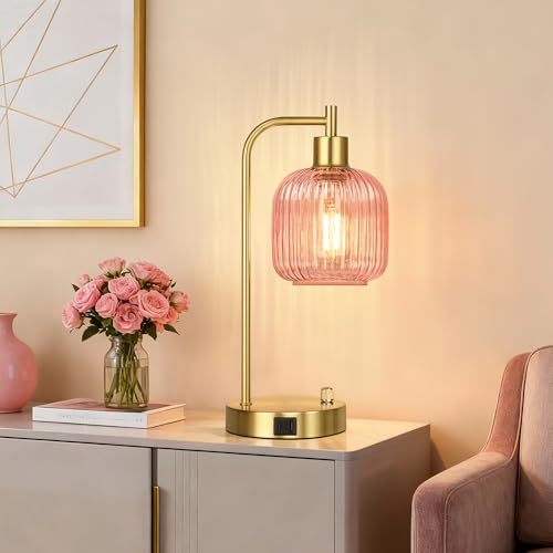 Pink Glass Table Lamps Set of 2 (2 Count)