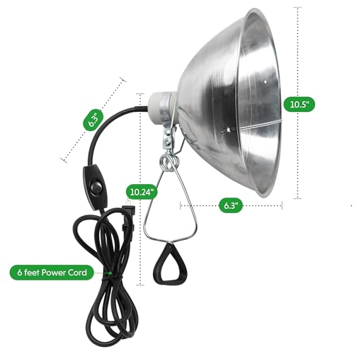Clamp Lamp Light Socket with 10.5 Inch Aluminum Reflector and Bulb Guard (2 Count)