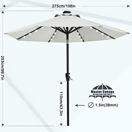 9ft Patio Umbrella with Solar Lights
