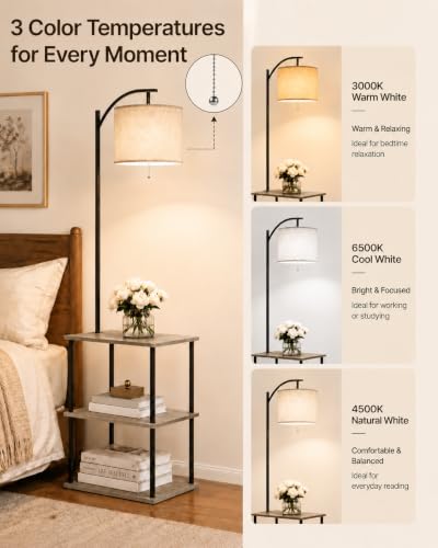 Floor Lamp with Table (Vintage Grey)