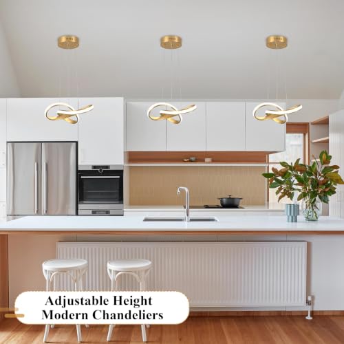 Modern LED Chandelier Contemporary Pendant Lighting Ring Light Fixture Gold with 4500K and 59in Height Adjustable Hanging Lamp for Kitchen Island Hallway Foyer Closet Corridor