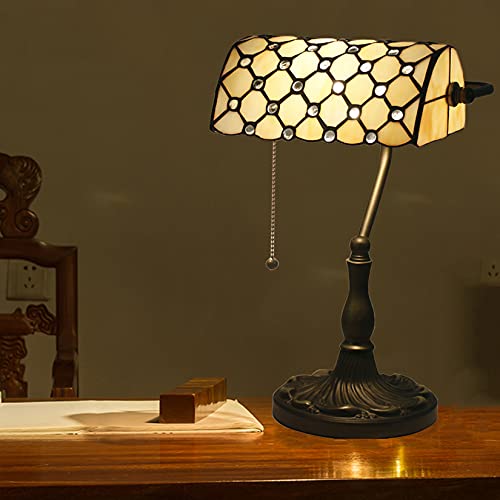 Tiffany Style Bankers Table Lamp Stained Glass Piano Desk Lamp Vintage Bedroom Bedside Lamp for Study