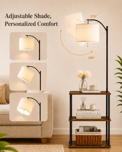 Floor Lamp with Table (Rustic Brown)