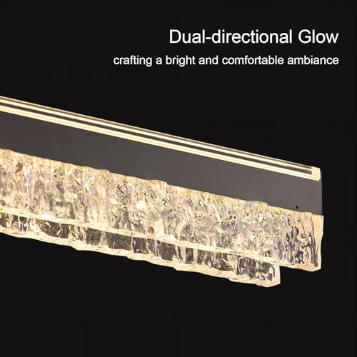 Dimmable Kitchen Island Lighting Modern LED Linear Chandelier Lighting Fixture 39in Crystal Modern Led Pendant Light Fixtures Over Table for Dining Room Kitchen Living Room