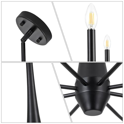 8 Light Large Black Chandeliers for Dining Room Light Fixture Hanging