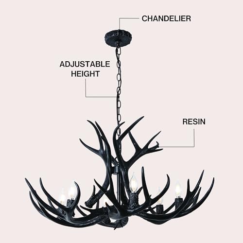 Eldora 6 Light Resin Antler Chandelier 33"