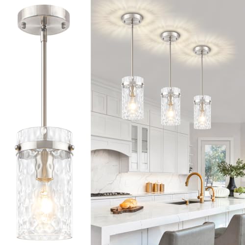 Brushed Nickel Pendant Light Fixtures Modern Kitchen Lighting Over Island