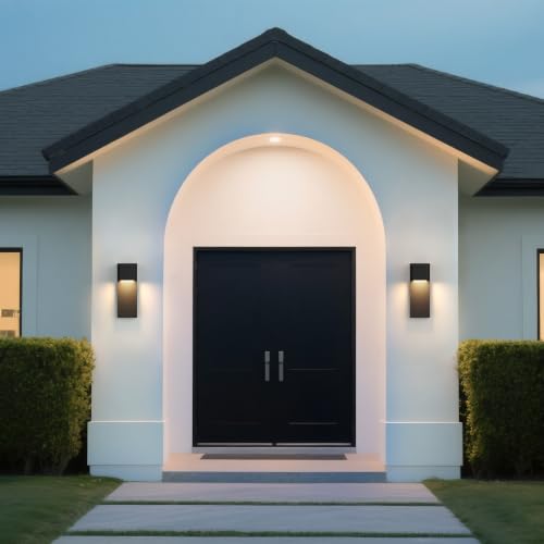 2 Pack Modern LED Outdoor Wall Light (Black)