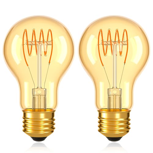 Dimmable E26 A19 Edison Bulbs Vintage Amber Light Bulbs 40 watt (2 Count)