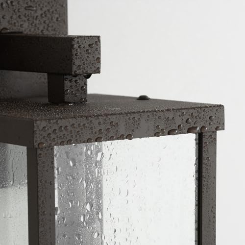 18" Classic Outdoor Wall Sconce 1 Light in Oil Rubbed Bronze Rectangular Metal Frame and Clear Glass Shade Waterproof Porch Light Patio Light Pack of 2 (2 Count)