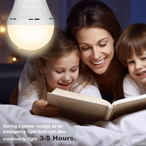 6 Pack Rechargeable Light Bulbs Led Battery Backup Bulb for Lamps (6 Count)