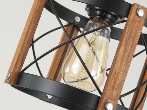 2 Pack Rustic Farmhouse Wood Pendant Light Fixture One (2 Count)