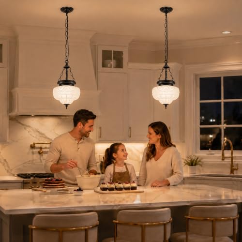 Vintage Matte Black Pendant Light for Kitchen Island