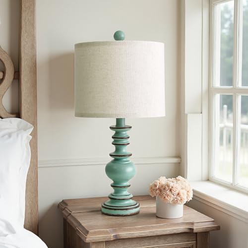 20" Distressed Teal Bedside Lamps Set of 2 (2 Count)