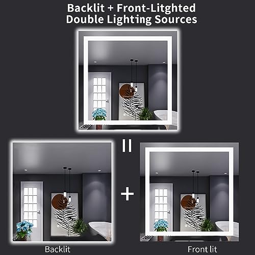 38"X38" LED Bathroom Mirror with Lights